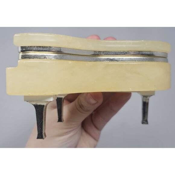 Hand Carved Alabaster Piano Trinket Box Italy Floral Happy 50th Anniversary - Picture 4 of 11